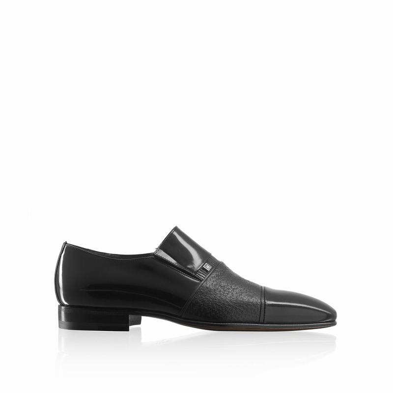 Russell & Bromley Lugano Slip-On Toe-Cap Loafers Mens Black [YQS3048UH]